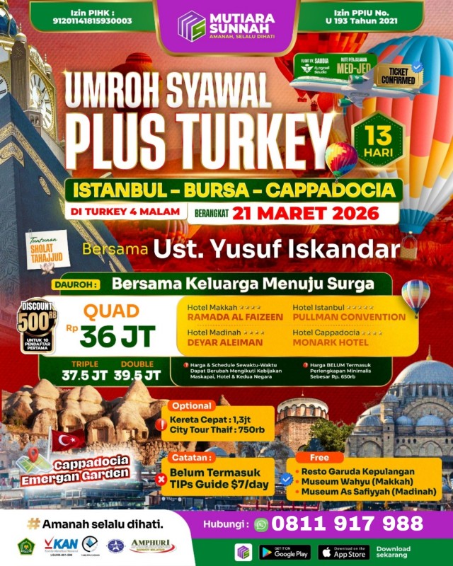 UMROH SYAWAL PLUS TURKI 21 MARET 2026