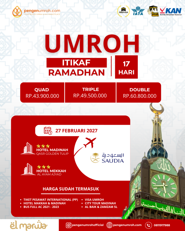 UMROH ITIKAF RAMADHAN 27 FEBRUARI 2027
