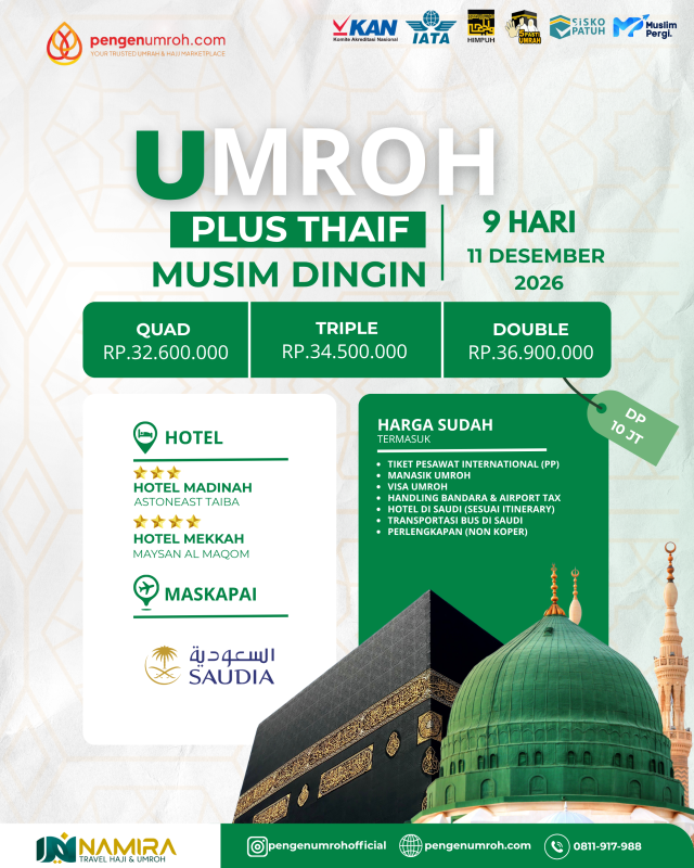SPECIAL UMROH PLUS THAIF 11 DESEMBER 2026
