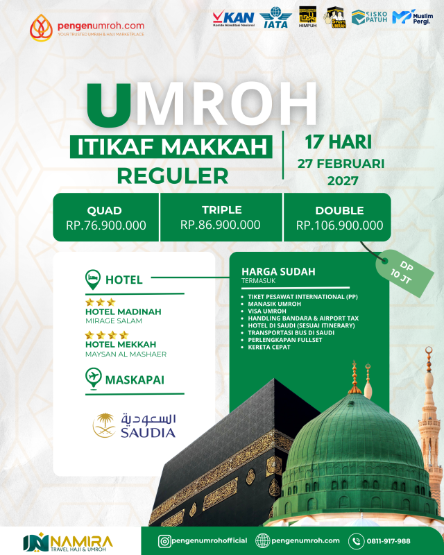 UMROH ITIKAF MAKKAH 27 FEBRUARI 2027 (REGULER)