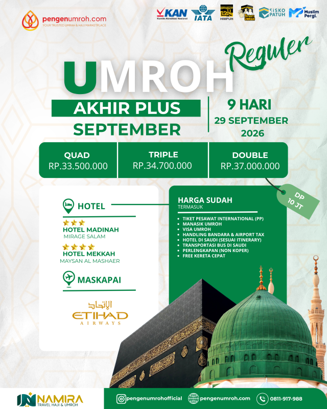 PAKET UMROH 29 SEPTEMBER 2026 (REGULER)