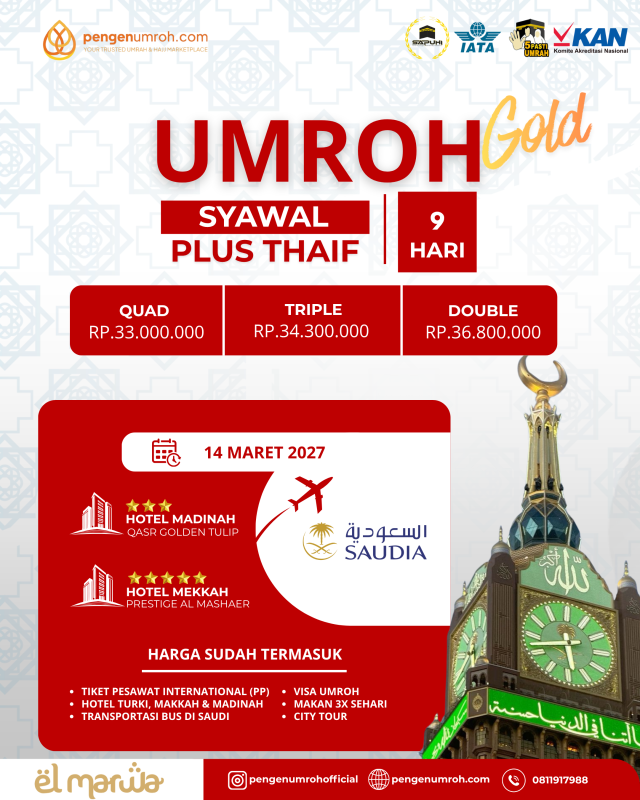 UMROH SYAWAL 14 MARET 2027 - GOLD