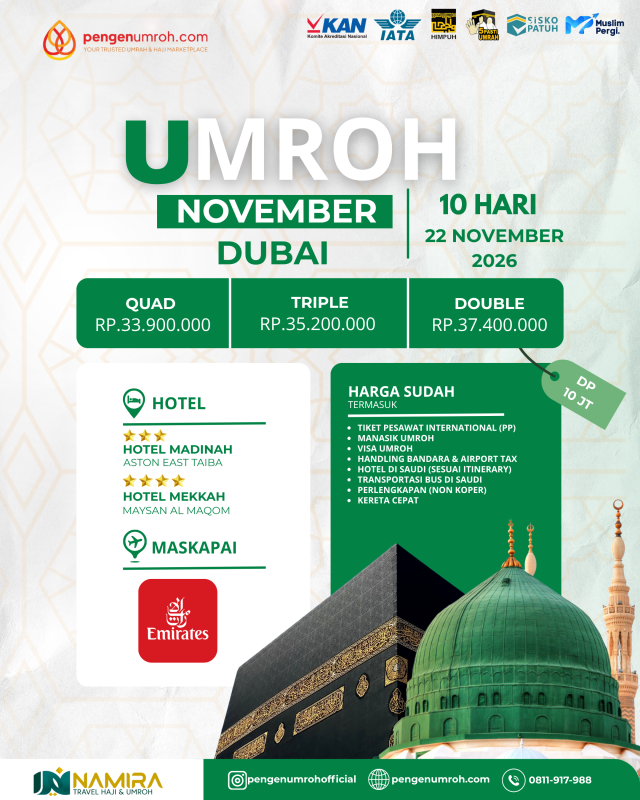 SPECIAL UMROH PLUS DUBAI 22 NOVEMBER 2026