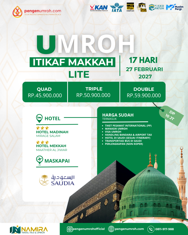 UMROH ITIKAF MAKKAH 27 FEBRUARI 2027 (LITE)