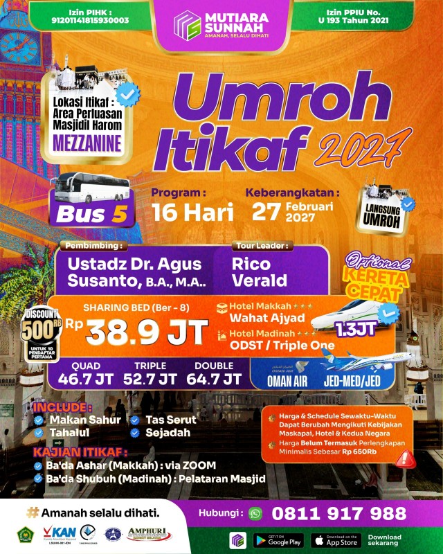UMROH ITIKAF 27 FEBRUARI 2027 BUS 5