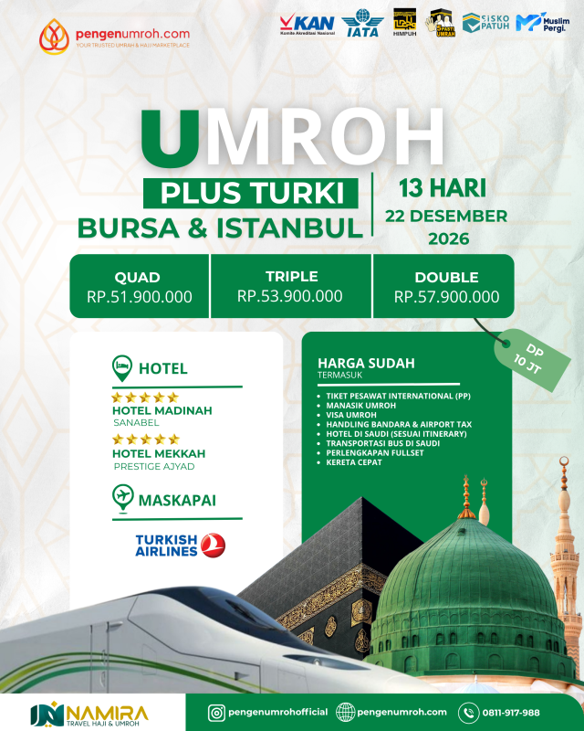 SPECIAL UMROH PLUS TURKI 22 DESEMBER 2026