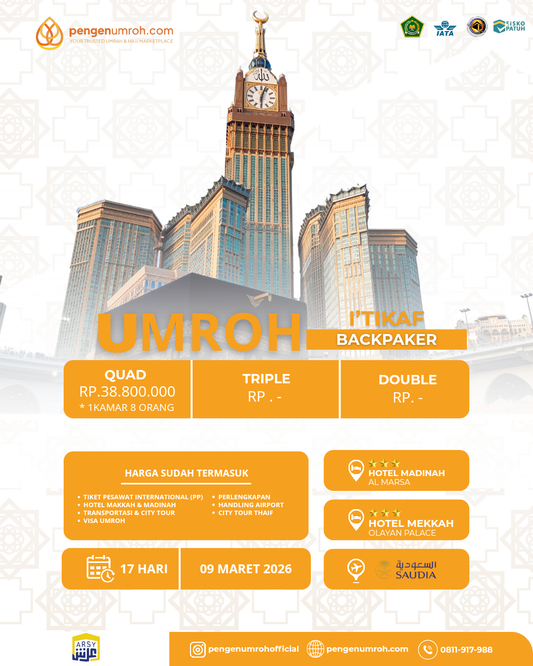Paket Sharing Bed - Umrah I'tikaf Makkah