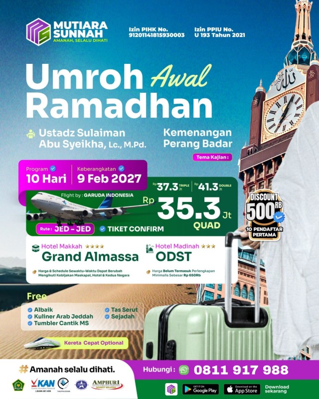 UMROH AWAL RAMADHAN 9 FEBRUARI 2027 (10 HARI)